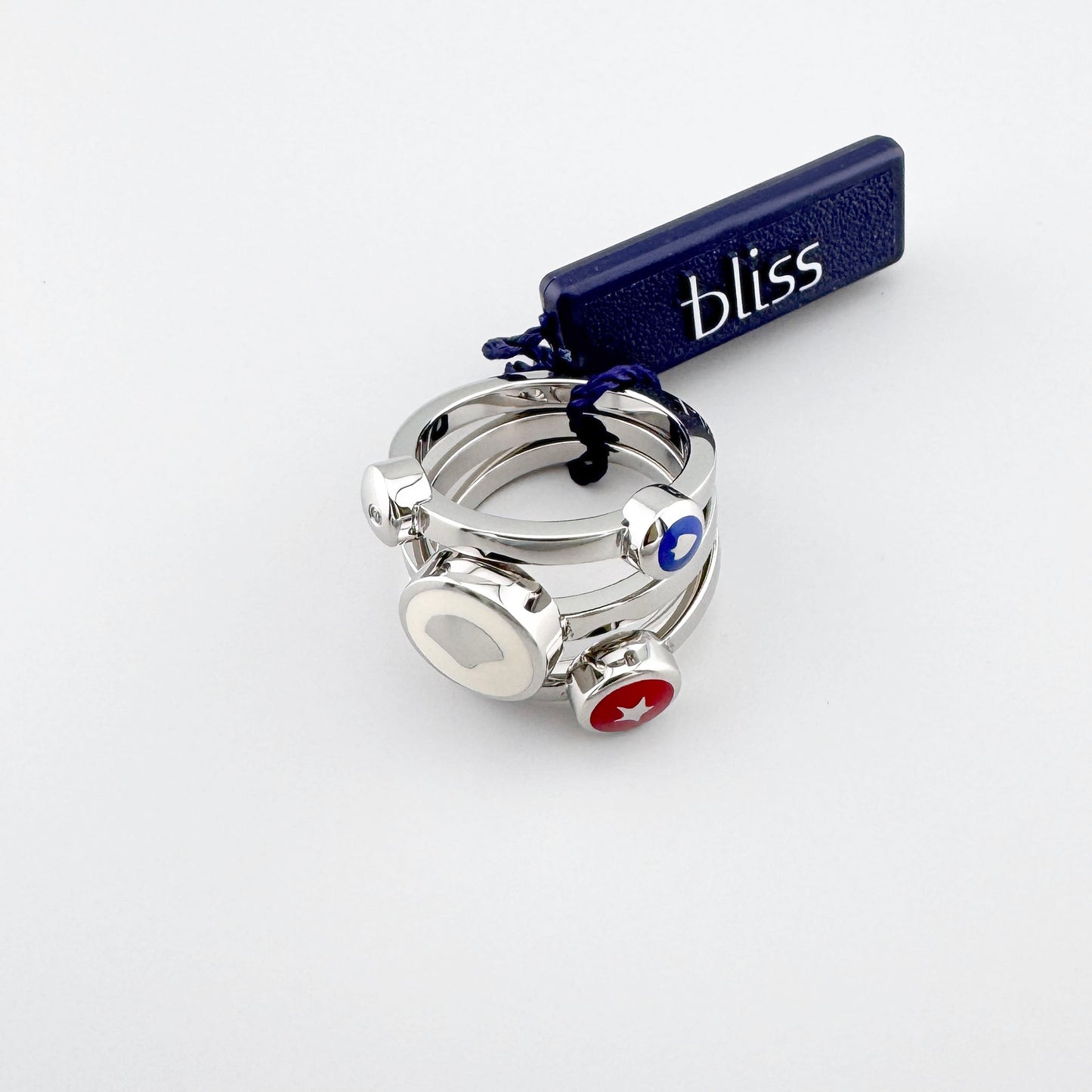 Pierścionek Bliss Gioielli z kolorową emalią na masywnej srebrnej obrączce