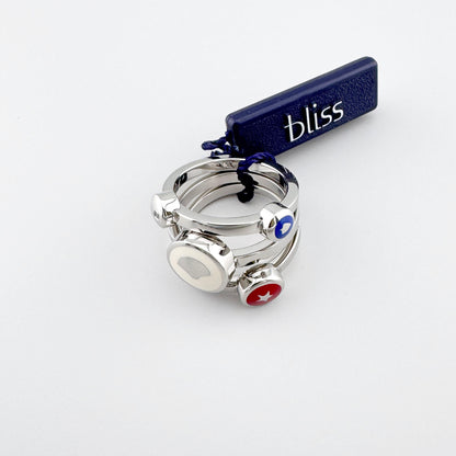 Pierścionek Bliss Gioielli z kolorową emalią na masywnej srebrnej obrączce