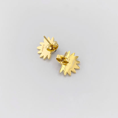 Сережки з агатом у золотистому відтінку з геометричним мотивом