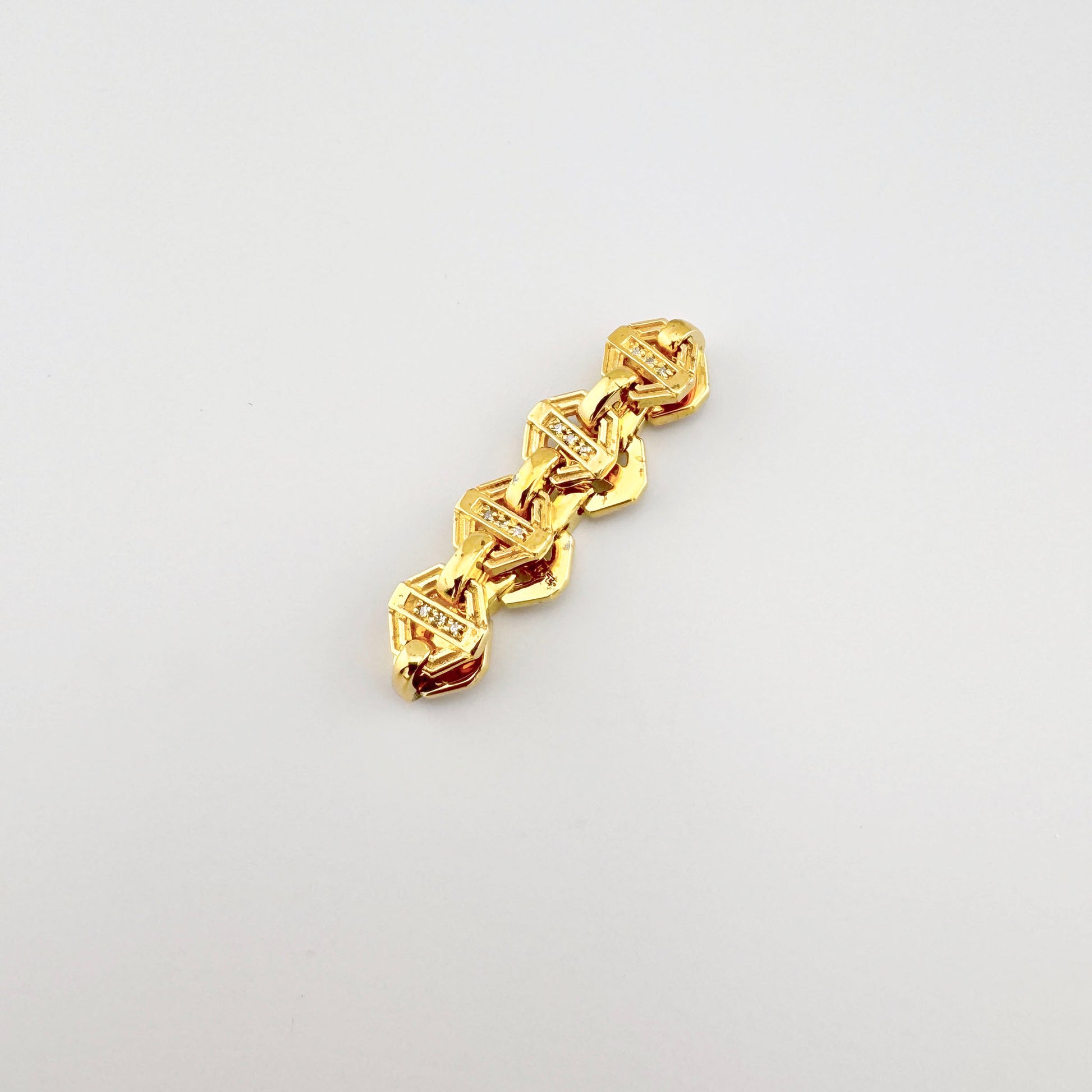Pozłacany pierścionek łańcuch Thomas Sabo z cyrkoniami w geometrycznych ogniwach