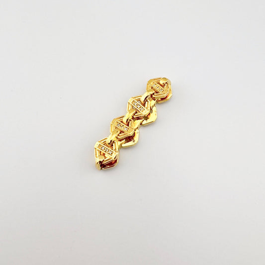 Pozłacany pierścionek łańcuch Thomas Sabo z cyrkoniami w geometrycznych ogniwach