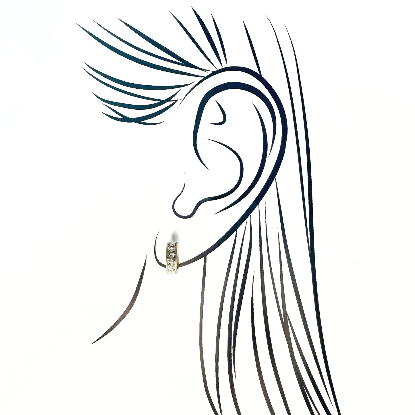 Pilgrim gold zircon semi-hoops with a satin finish and a neat front row of clear stones