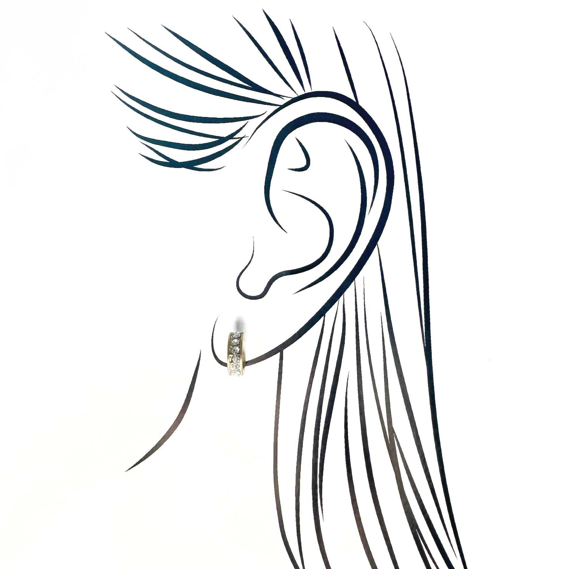 Pilgrim gold zircon semi-hoops with a satin finish and a neat front row of clear stones