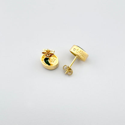 Срібні сережки з зеленим кварцом Bliss з видом ззаду