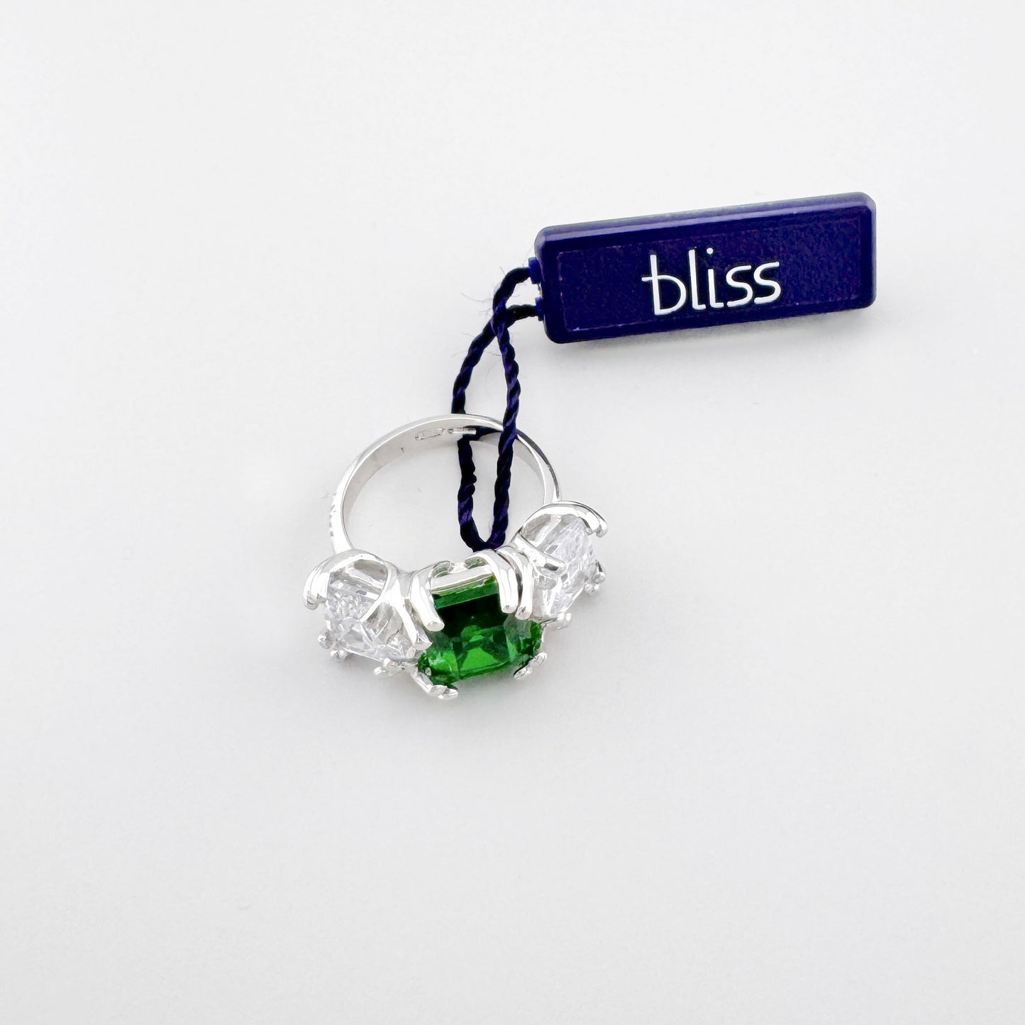 Anillo Bliss Gioielli con piedra verde esmeralda y circonias claras