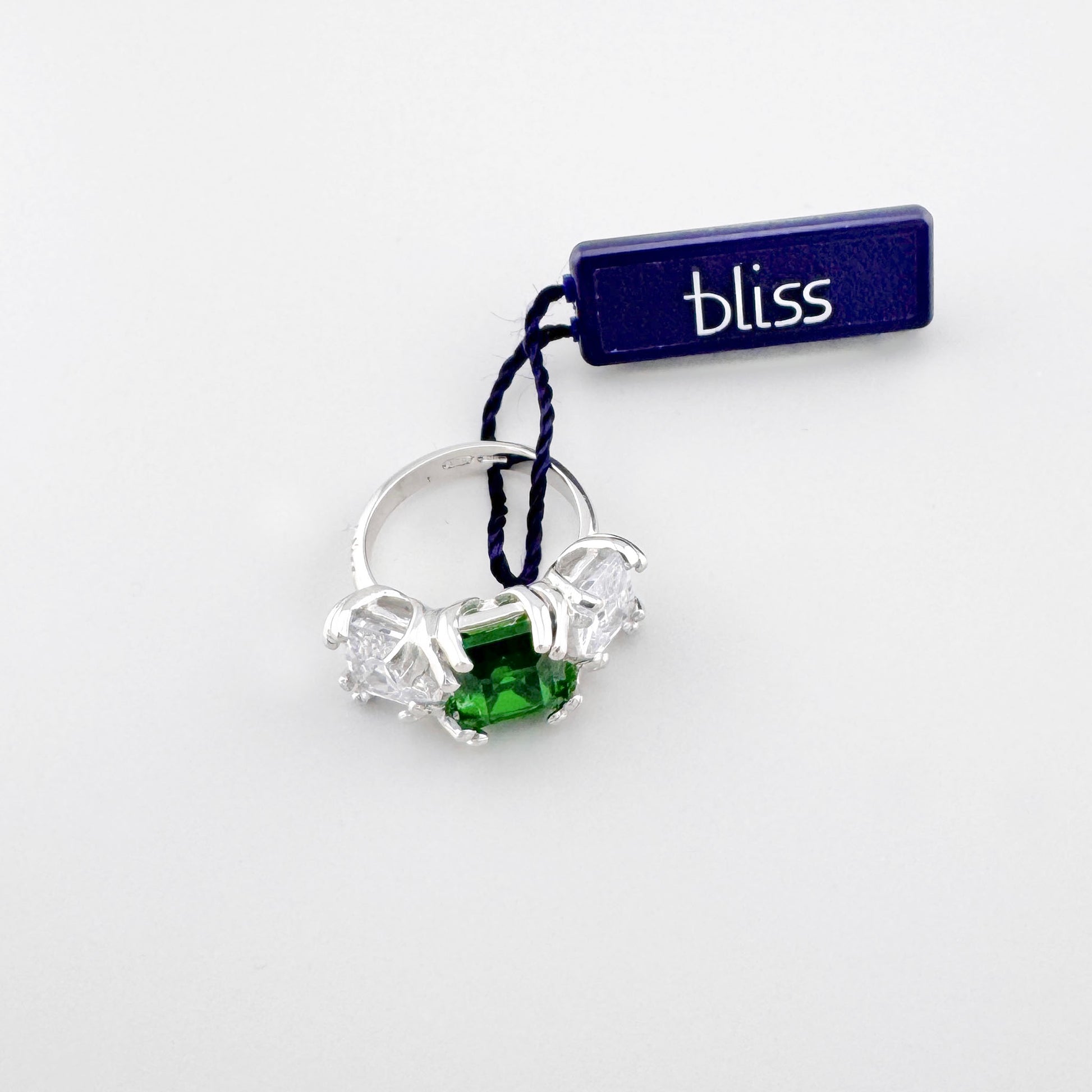 Anillo Bliss Gioielli con piedra verde esmeralda y circonias claras