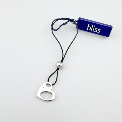 Heart charm Bliss Gioielli with a black cord and polished steel finish