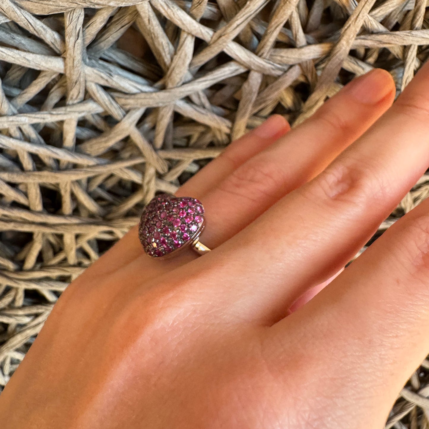 Bague cœur Bliss Gioielli ornée de zircones roses scintillantes