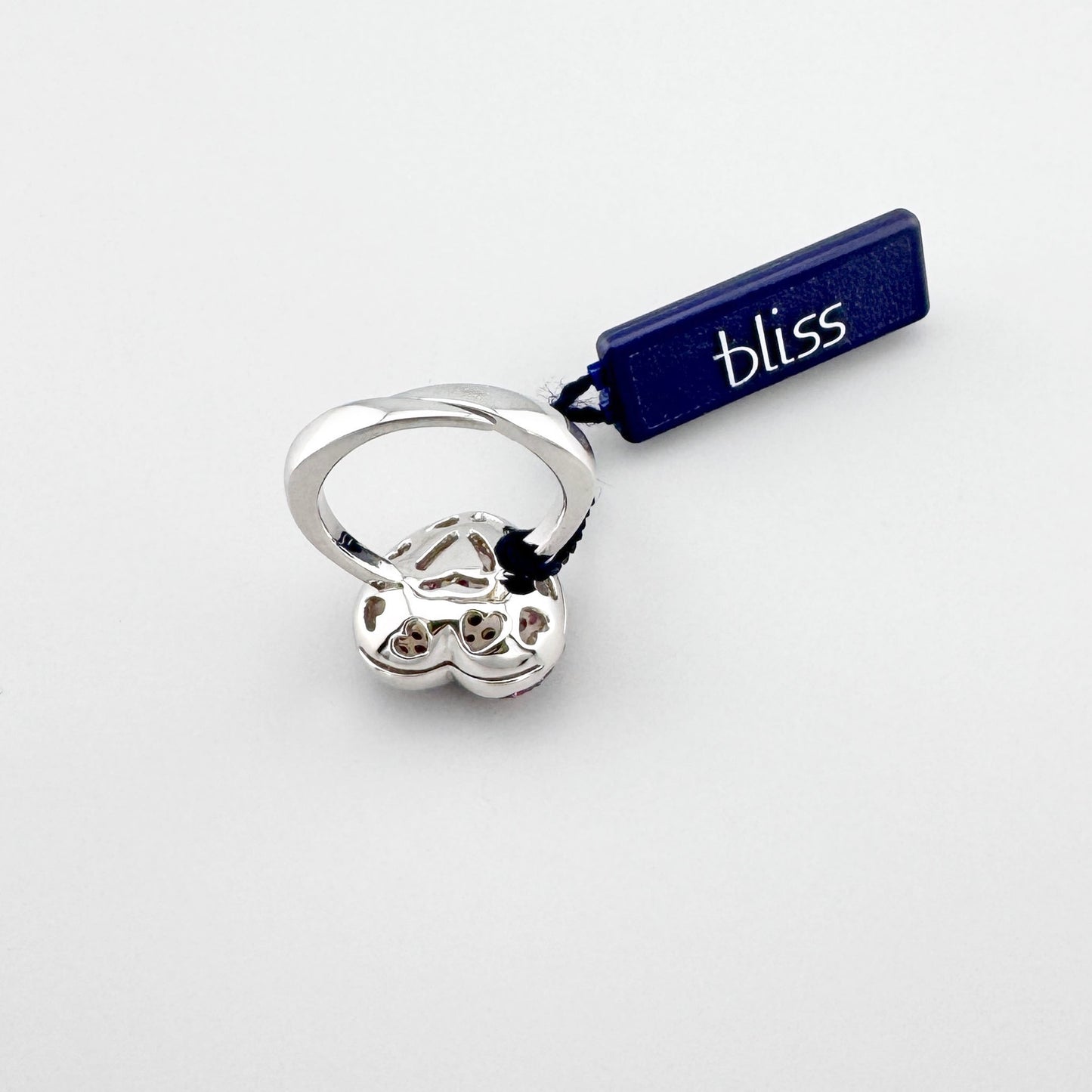 Каблучка Bliss Gioielli у формі серця з рожевими цирконіями