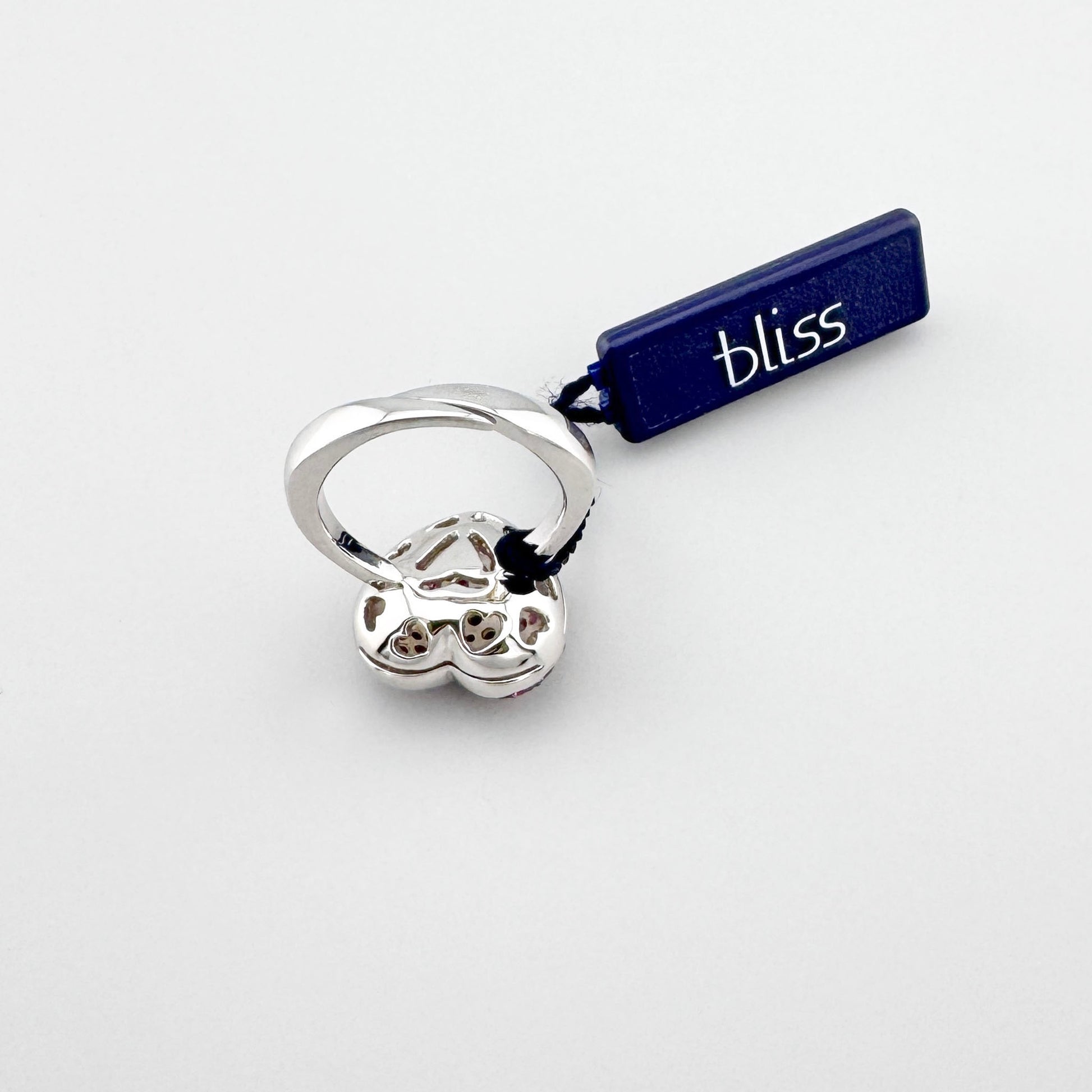 Каблучка Bliss Gioielli у формі серця з рожевими цирконіями