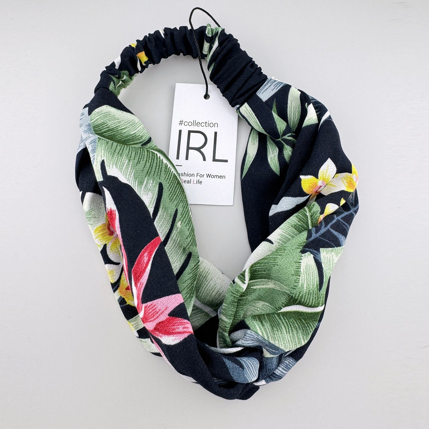Kwiatowa opaska IRL w tropikalny wzór z liśćmi i kwiatami
