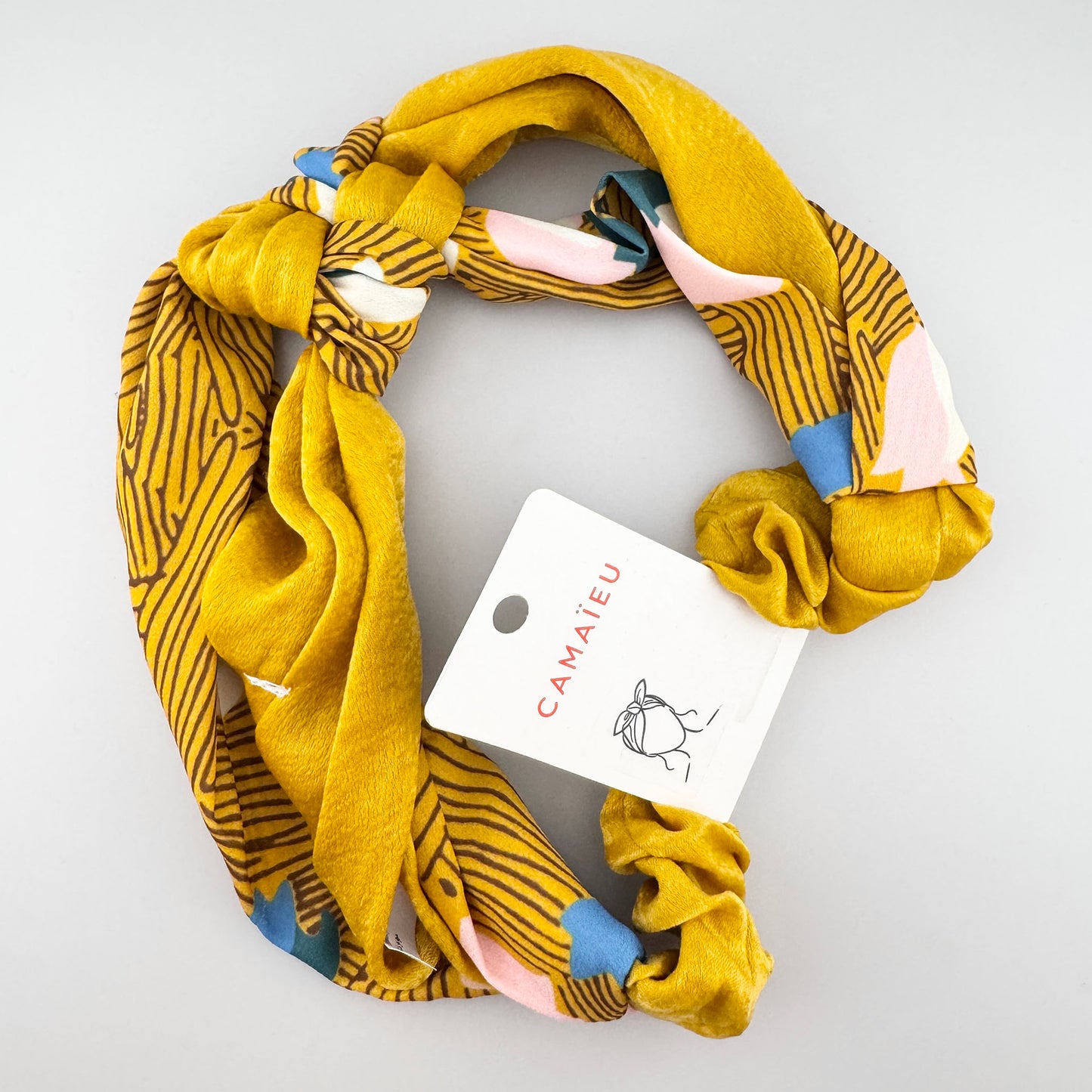 Гірчична пов’язка Camaïeu з абстрактним візерунком і м’яким вузлом спереду