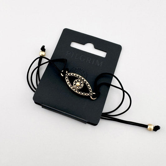 Naszyjnik z motywem oka w formie bransoletki, delikatny talizman na czarnym sznurku