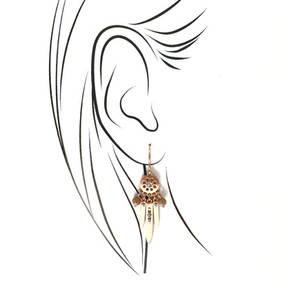 Pilgrim zircon dangle earrings with openwork rosette and feather-like drops, airy sway
