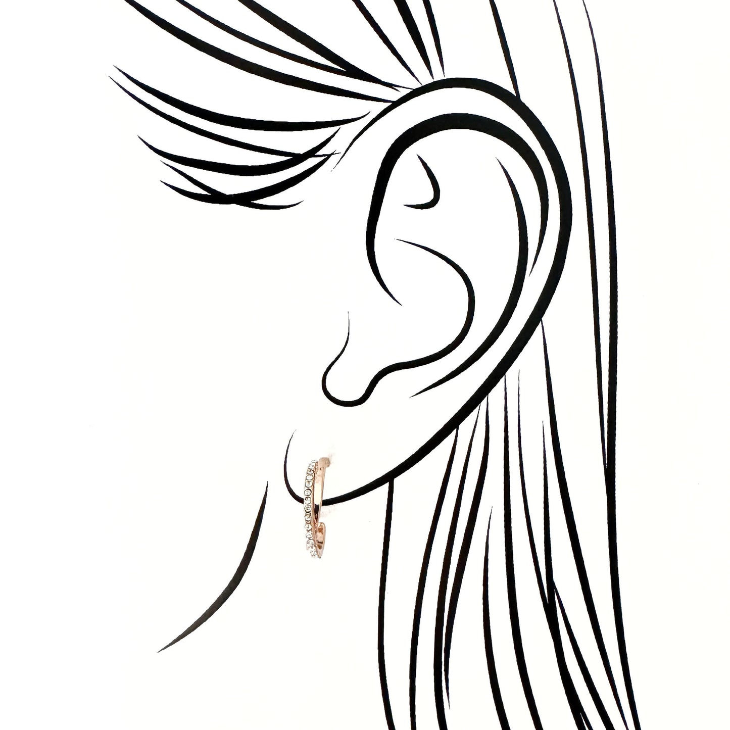 Pilgrim zircon hoop earrings in warm gold with mirror polish and a neat row of clear stones