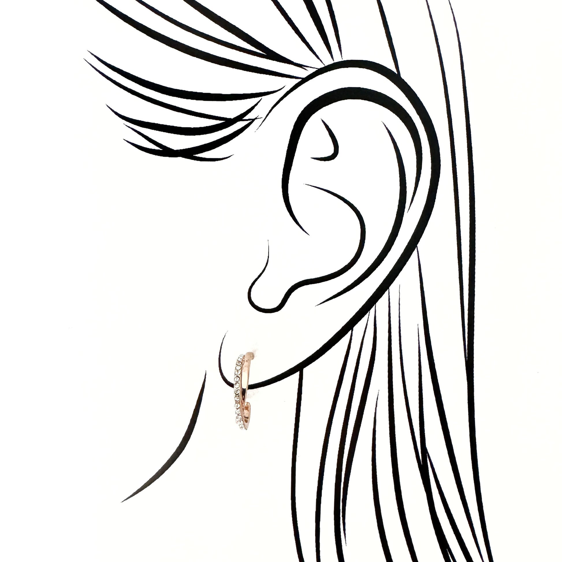 Pilgrim zircon hoop earrings in warm gold with mirror polish and a neat row of clear stones