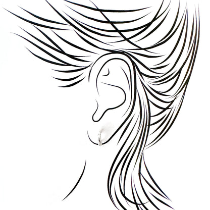 Silver zircon stud hoops displayed on illustrated ear