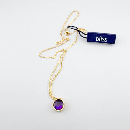 Collar Bliss Gioielli con cuarzo violeta y cadena dorada en plata 925
