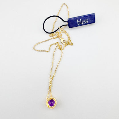 Collier Bliss Gioielli avec quartz violet sur chaine doree et pendentif ovale