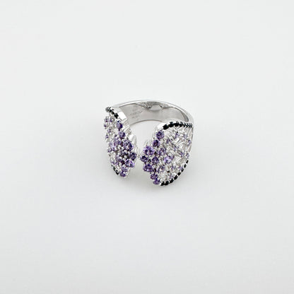 Silberring von Bliss Gioielli mit facettierten violetten Steinen