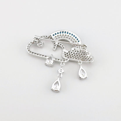 Broche arcoiris con nubes Maravillas y gotas colgantes de cristal