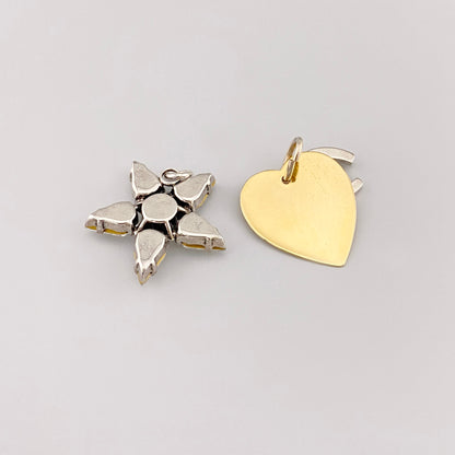 Pendentif étoile Reminiscence, métal argenté doré et zircones scintillantes, style vintage épuré