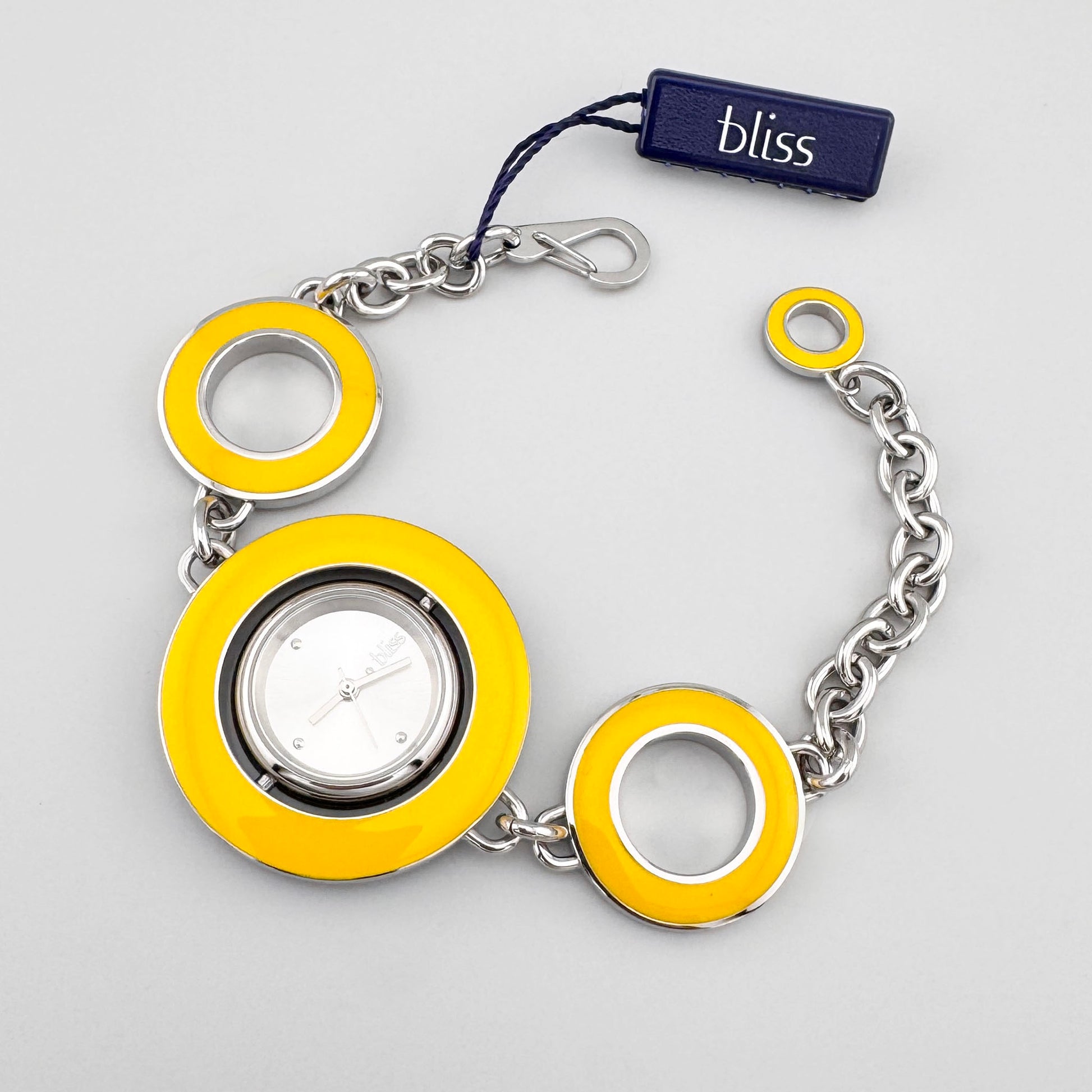 Zegarek-bransoletka dwustronny z emaliowanymi kołami w nowoczesnym stylu