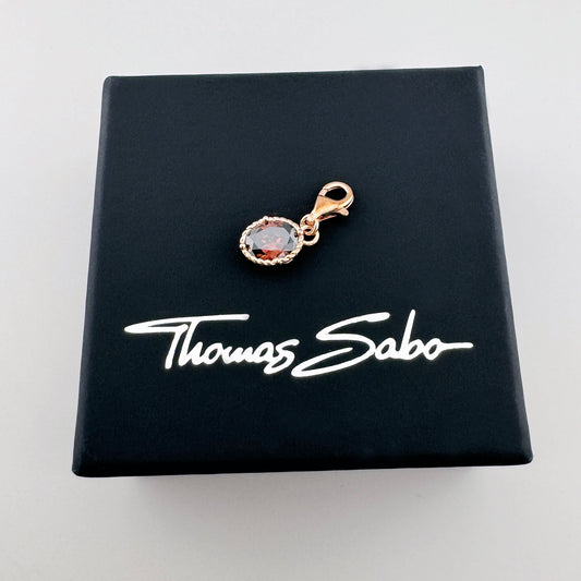 Charms Thomas Sabo z cyrkonią w owalnej oprawie i wykończeniem w odcieniu różowego złota