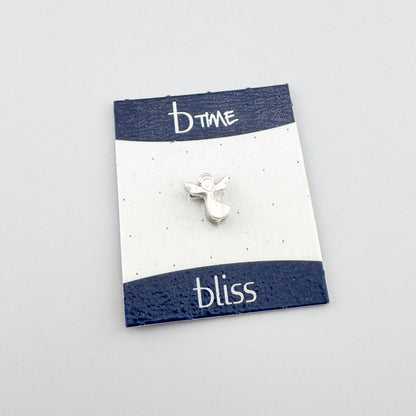 Silver angel charm Bliss Gioielli displayed on its branded card