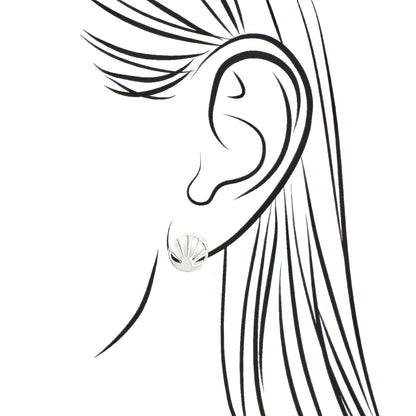Polished silver geometric studs with cut-out rays and minimalist shape