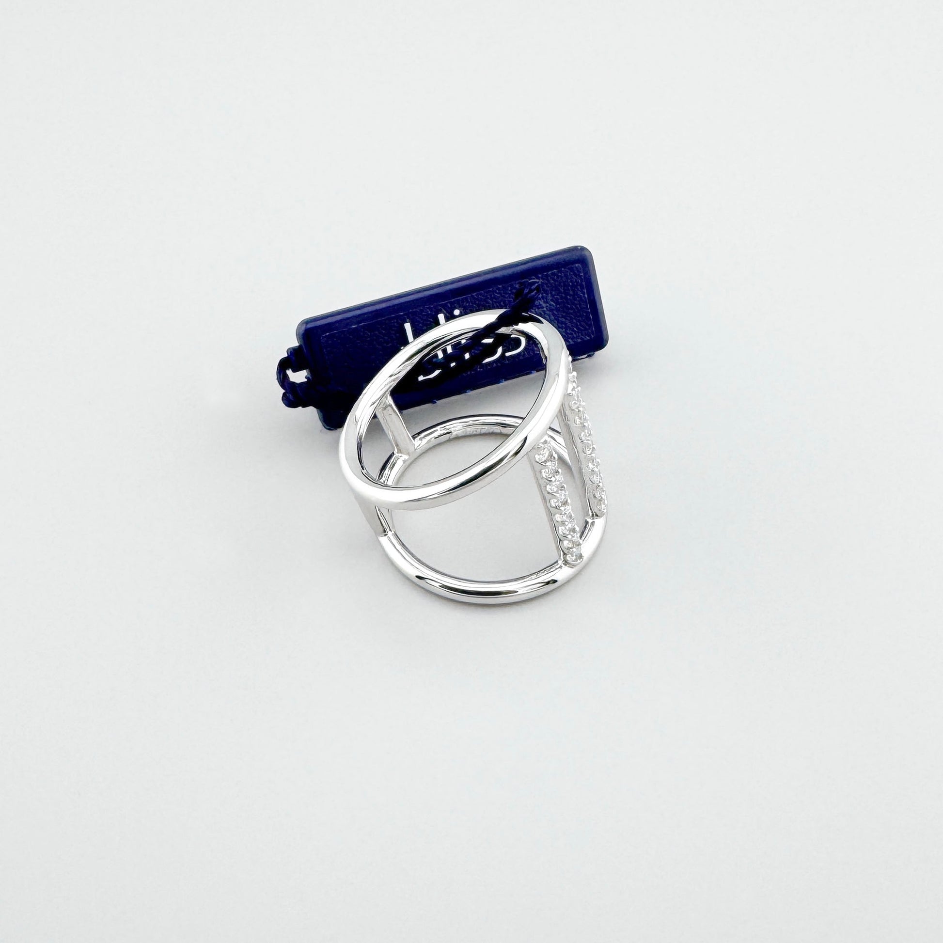 Каблучка Bliss Gioielli зі срібла з геометричним візерунком і цирконіями