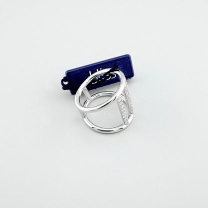 Каблучка Bliss Gioielli зі срібла з геометричним візерунком і цирконіями