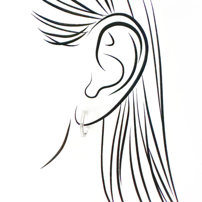Small silver textured hoops with stud closure for modern looks