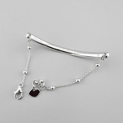Срібний браслет Love Bridge Thomas Sabo з полірованою планкою, тонким ланцюжком і чорним серцем