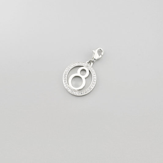 Srebrny charms z cyfrą osiem Thomas Sabo w okrągłej ramie ozdobionej cyrkoniami