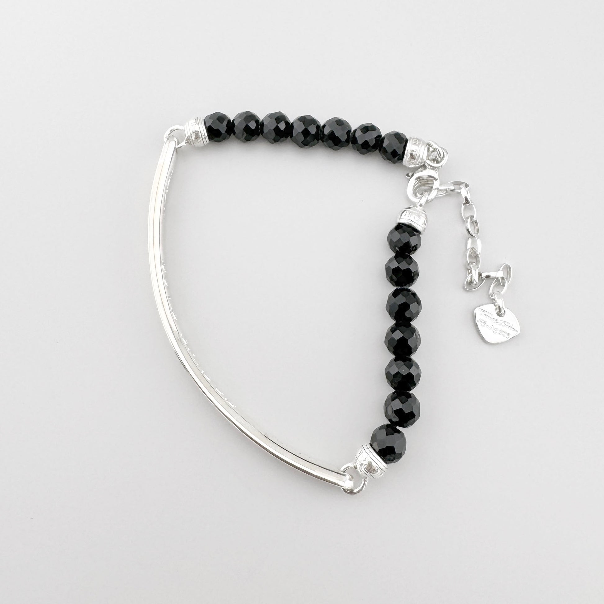 Srebrna bransoletka Thomas Sabo z czarnym obsydianem i polerowaną belką