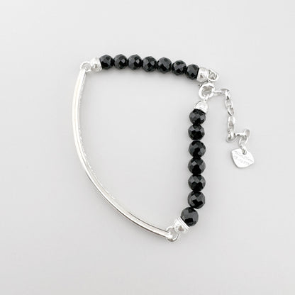 Srebrna bransoletka Thomas Sabo z czarnym obsydianem i polerowaną belką
