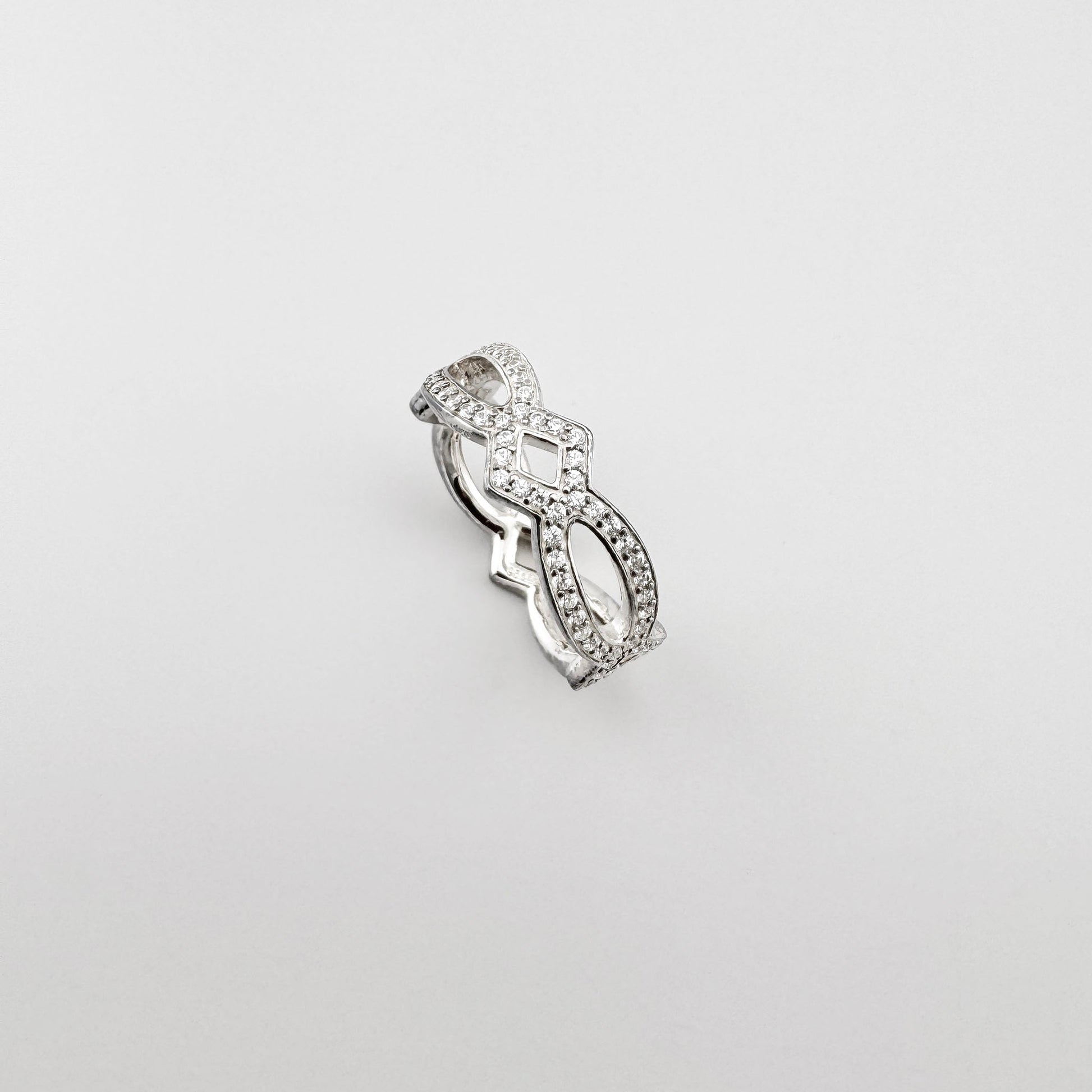 Silver Thomas Sabo ring with white cubic zirconia in an openwork pavé design