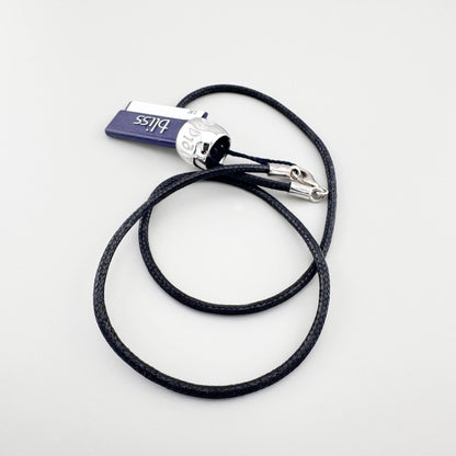 Collier Bliss Gioielli sur cordon noir avec pendentif argenté poli et relief