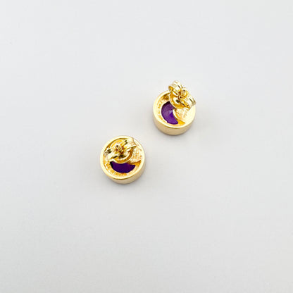 Срібні сережки з кварцом у золотистій оправі з м’яким сяйвом