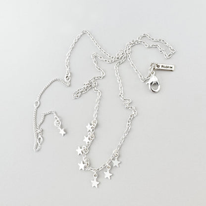 Elegante Pilgrim Halskette mit kleinen Sternanhängern aus Silber