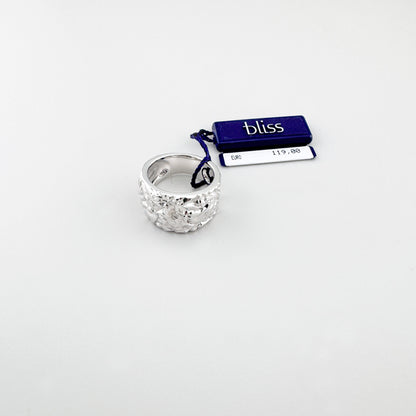 Bague Bliss Gioielli en argent avec texture irrégulière et forme large