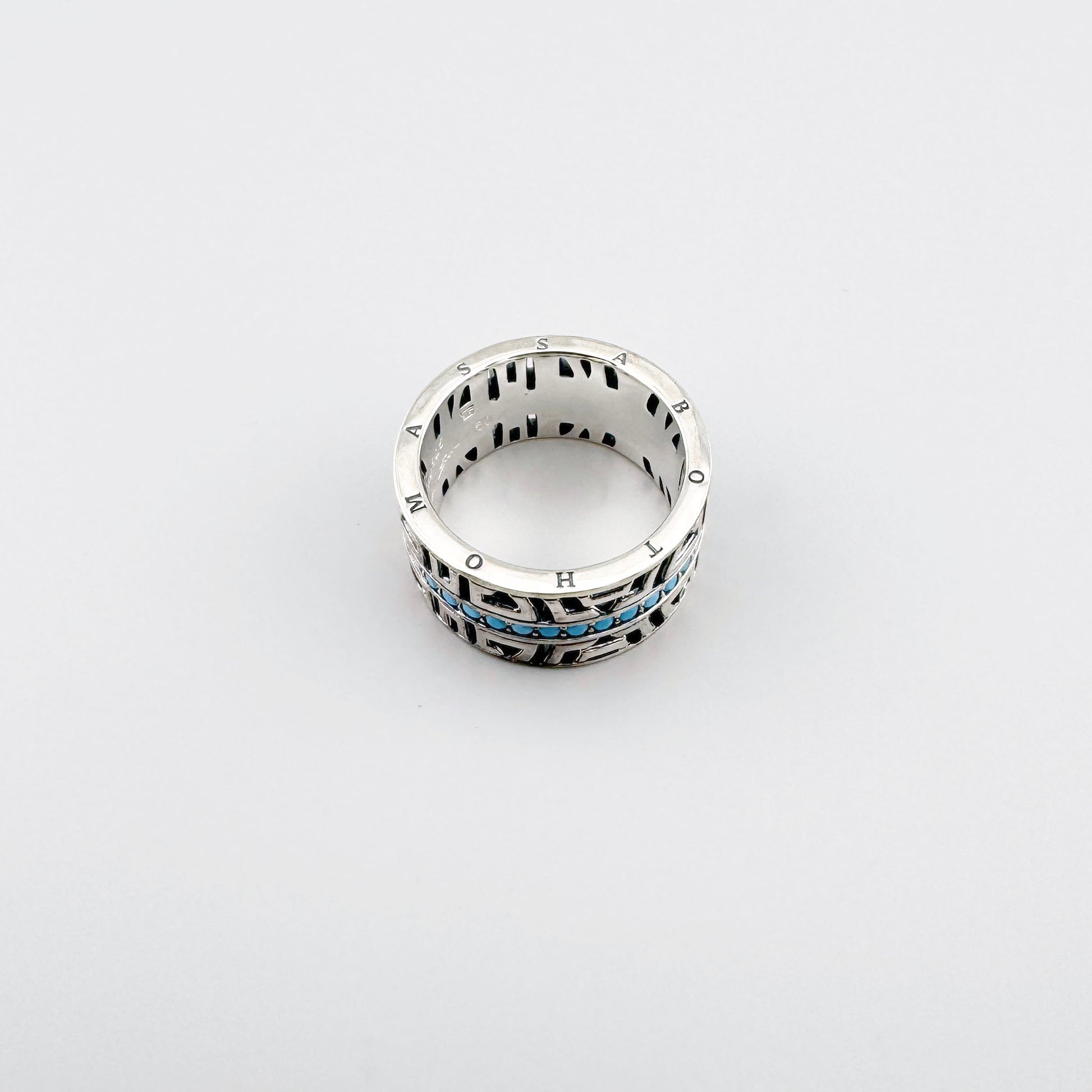 Bague Thomas Sabo en argent avec bande turquoise et structure géométrique