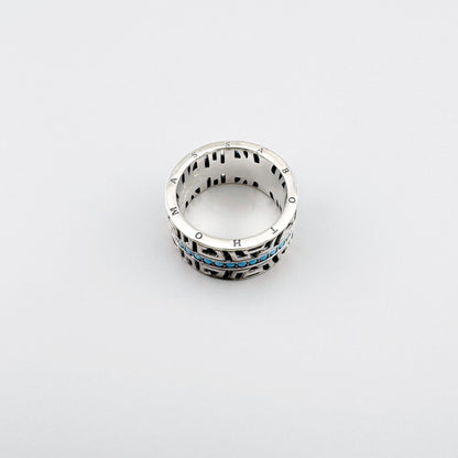 Bague Thomas Sabo en argent avec bande turquoise et structure géométrique