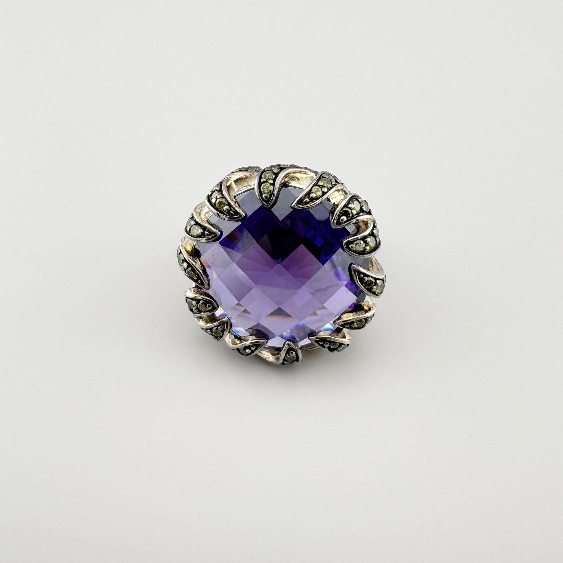 Bague Thomas Sabo en argent avec grande zircone violette et détails verts