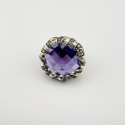 Bague Thomas Sabo en argent avec grande zircone violette et détails verts