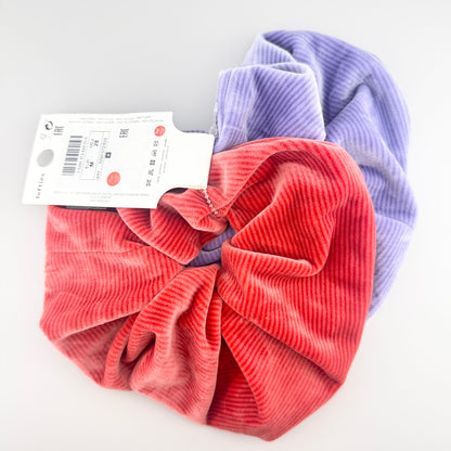 Set de scrunchies grandes Etam en terciopelo rojo y lila