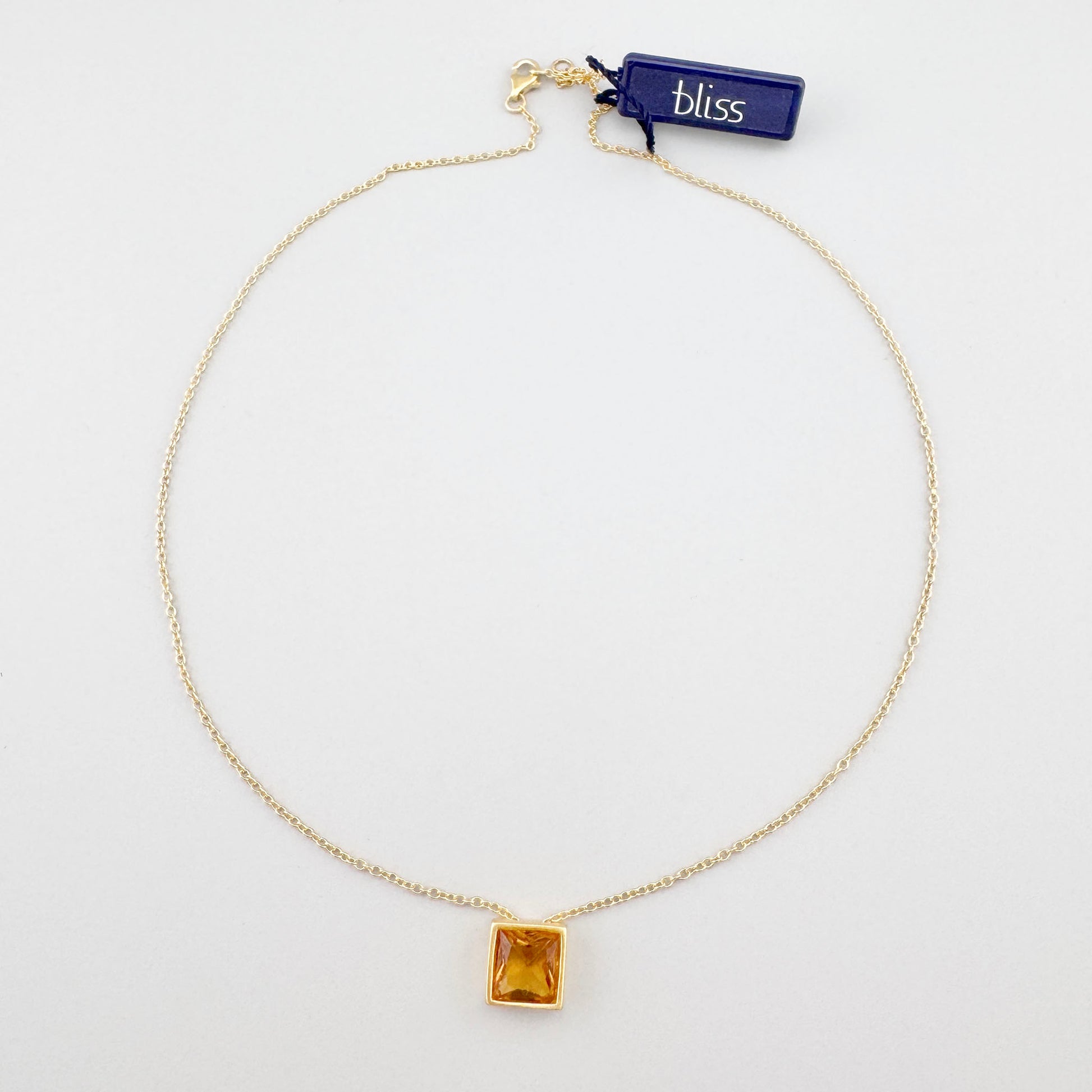 Naszyjnik Bliss Gioielli z zoltym kwarcem na pozlacanym lancuszku ze srebra 925