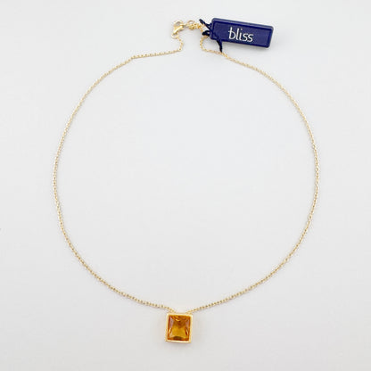 Naszyjnik Bliss Gioielli z zoltym kwarcem na pozlacanym lancuszku ze srebra 925