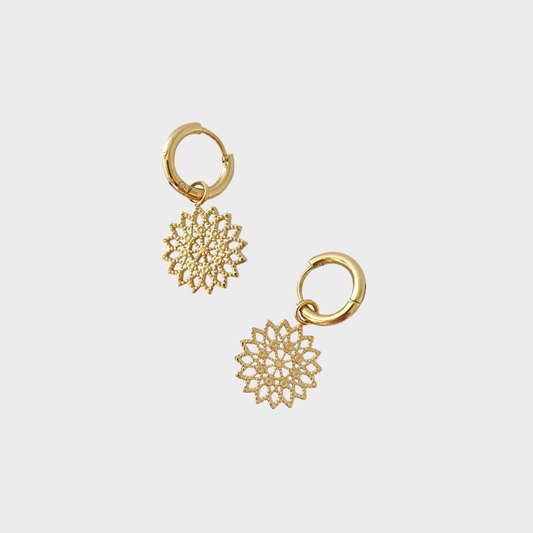 Earrings with openwork flowers IRL (France)